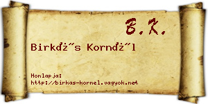 Birkás Kornél névjegykártya