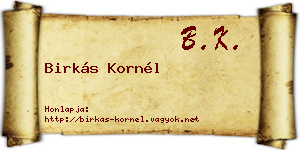 Birkás Kornél névjegykártya